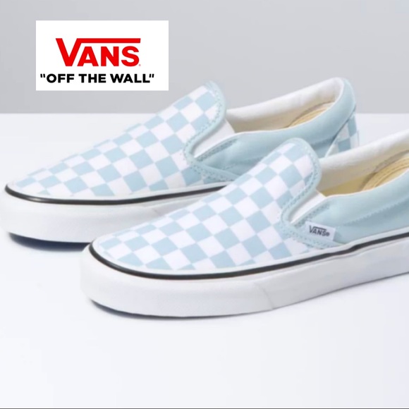 Vans Shoes - Vans Checkerboard slip-ons in blue & white (EUC)